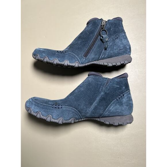 Skechers 49590 Bikers Zappiest Boot Women's size 9.5 Navy Suede Memory Foam - Picture 5 of 14